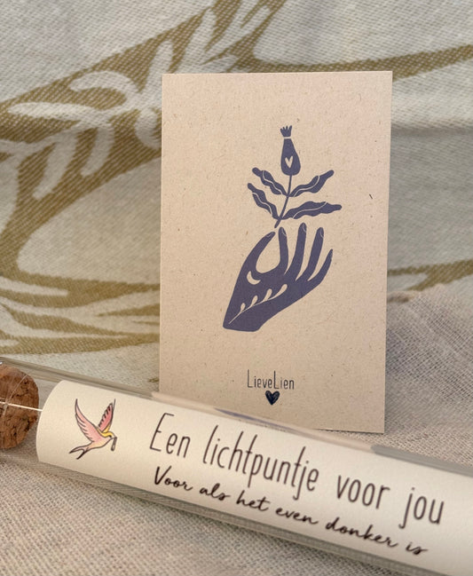 Lichtpuntje in een buisje
Voor als het even donker is